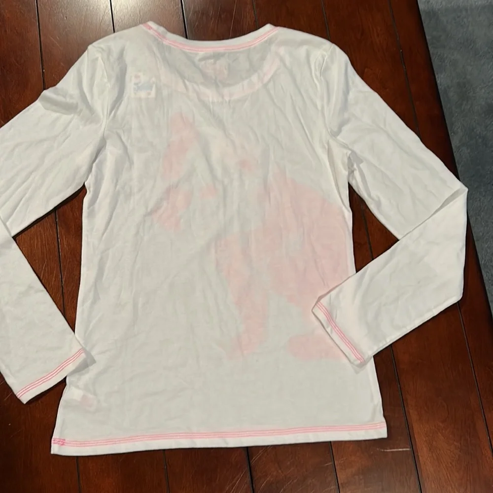 NWT Justice Pink White Bulldog Almost Too Cute Long Sleeve Top Size 16 - Picture 7 of 13